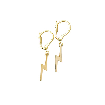 Gouden bliksem oorbellen met hangers 14k gold filled waterproof Lux & Luz