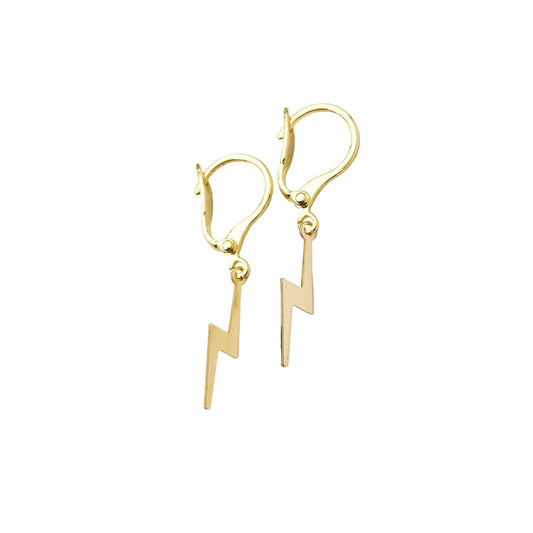 Gouden bliksem oorbellen met hangers 14k gold filled waterproof Lux & Luz