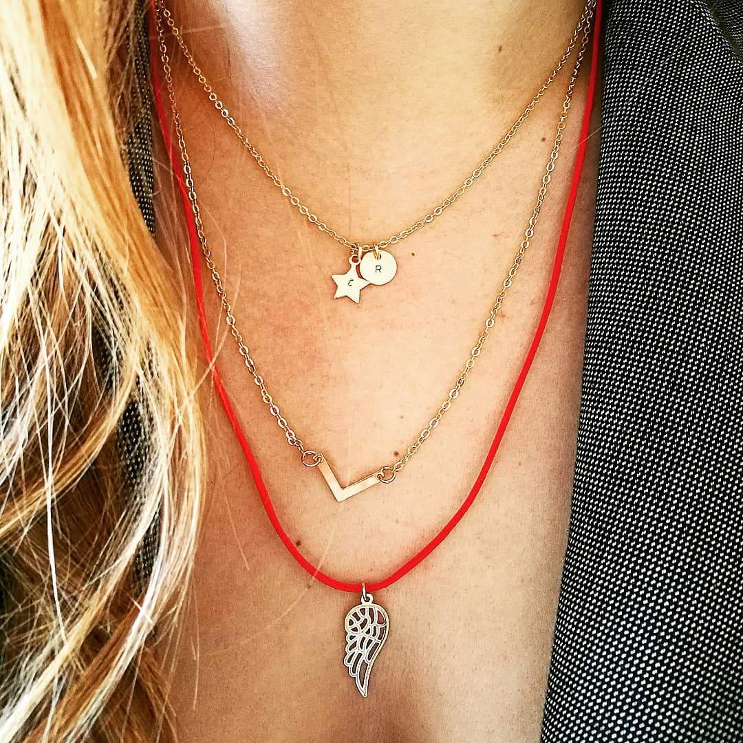 chevron ketting - initiaal ketting, ster ketting, engel ketting