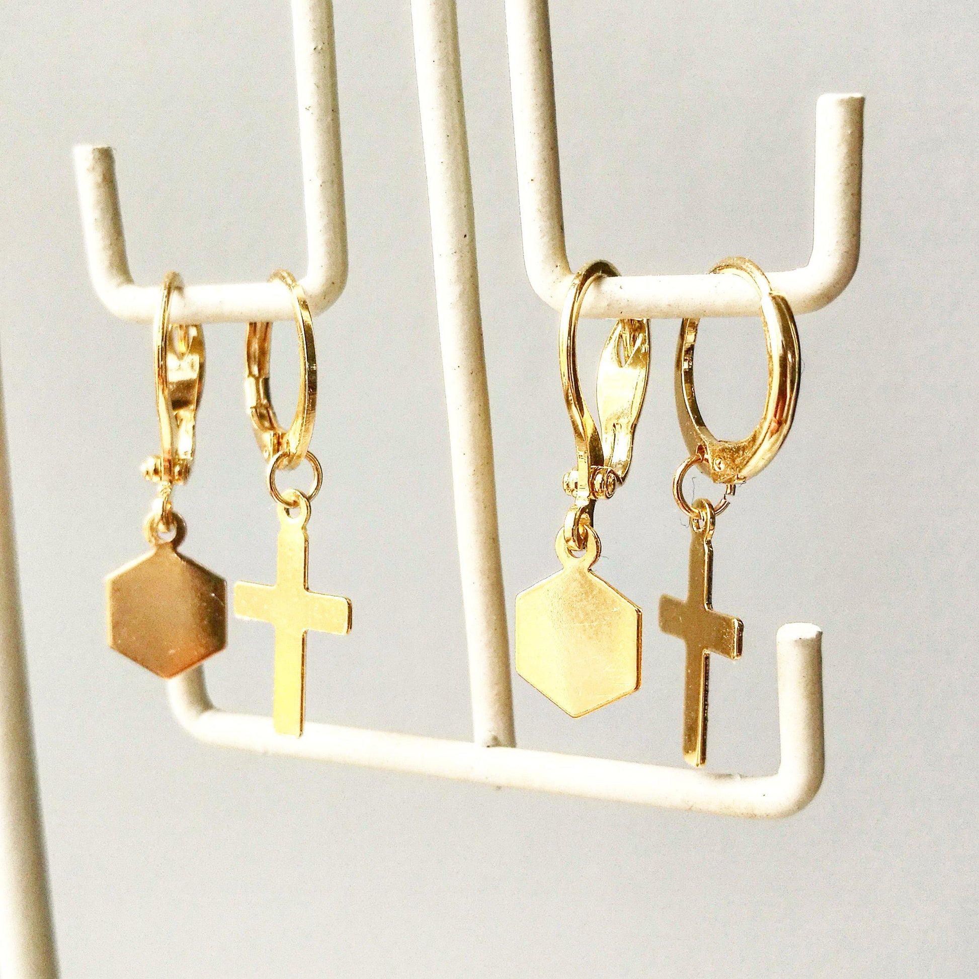 gouden hexagon oorbellen