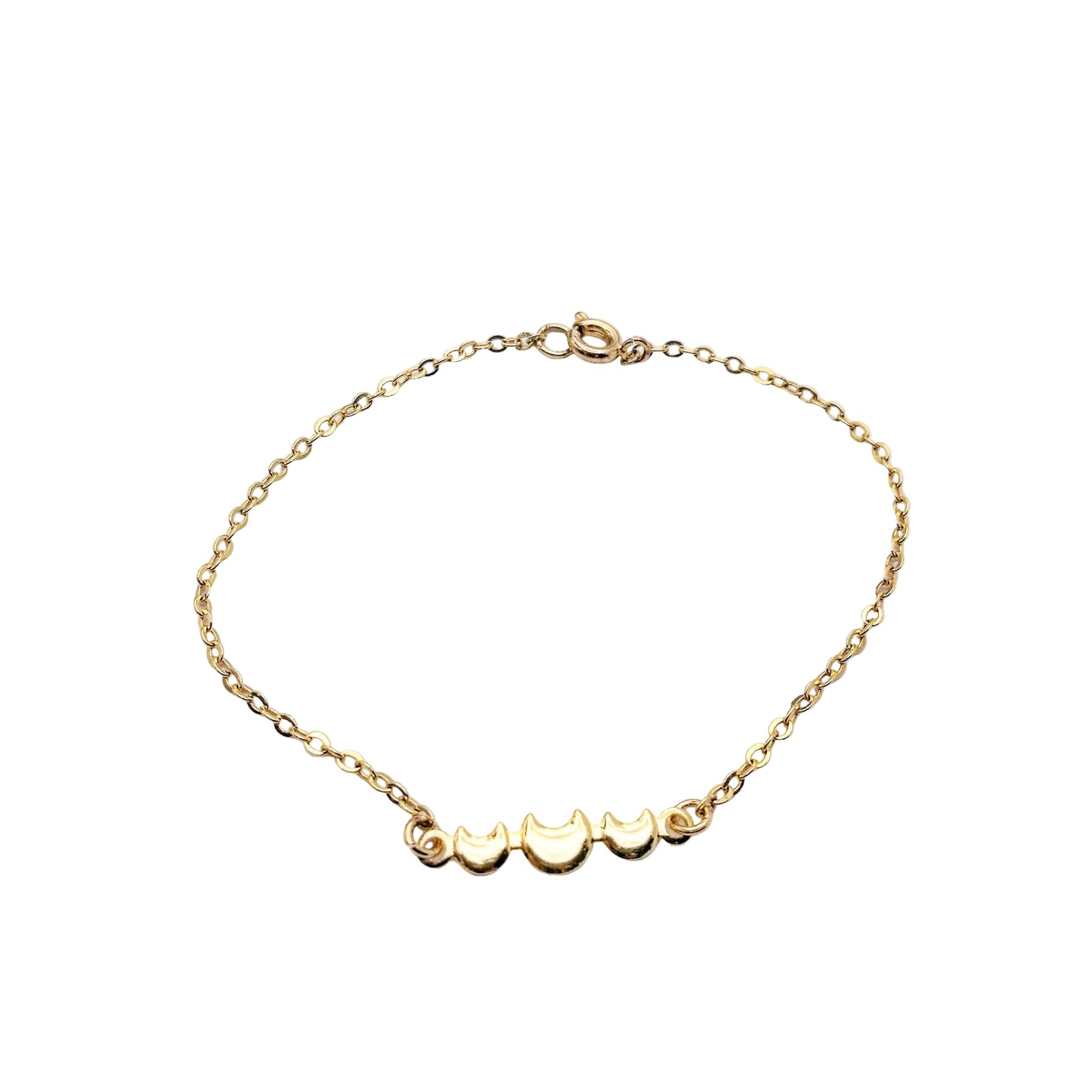 Gouden moon phase bar armband 14k gold filled 3 halve maantjes lux & luz