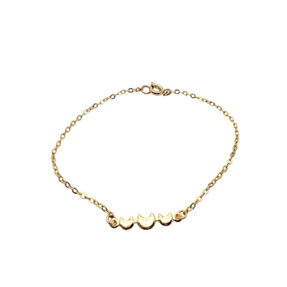 Gouden moon phase bar armband 14k gold filled 3 halve maantjes lux & luz