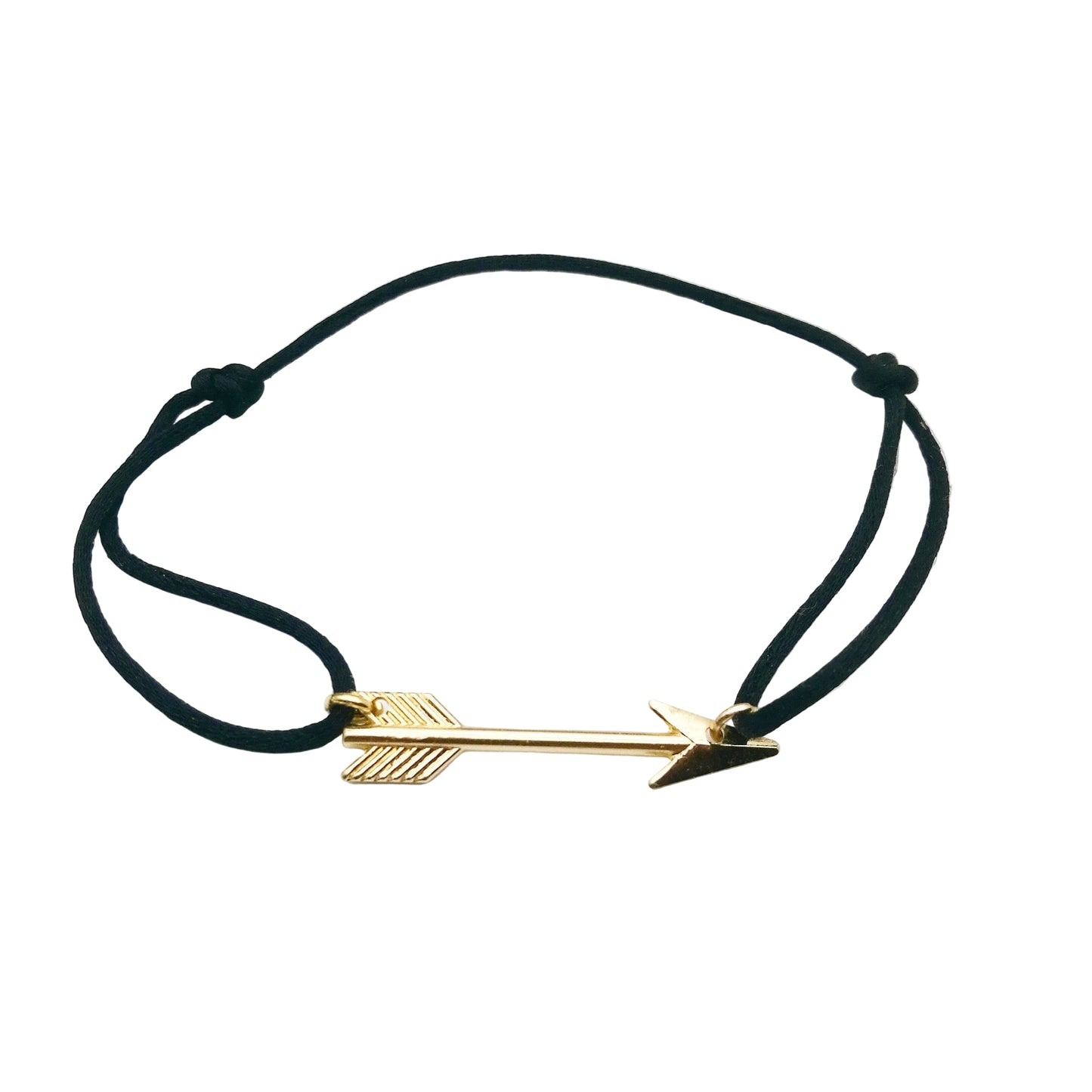 boho pijl armband satijn - gouden pijltje armband met koord van satijn - lux & luz - your jewelry