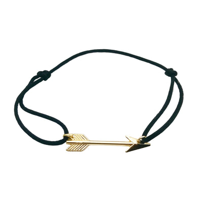 boho pijl armband satijn - gouden pijltje armband met koord van satijn - lux & luz - your jewelry