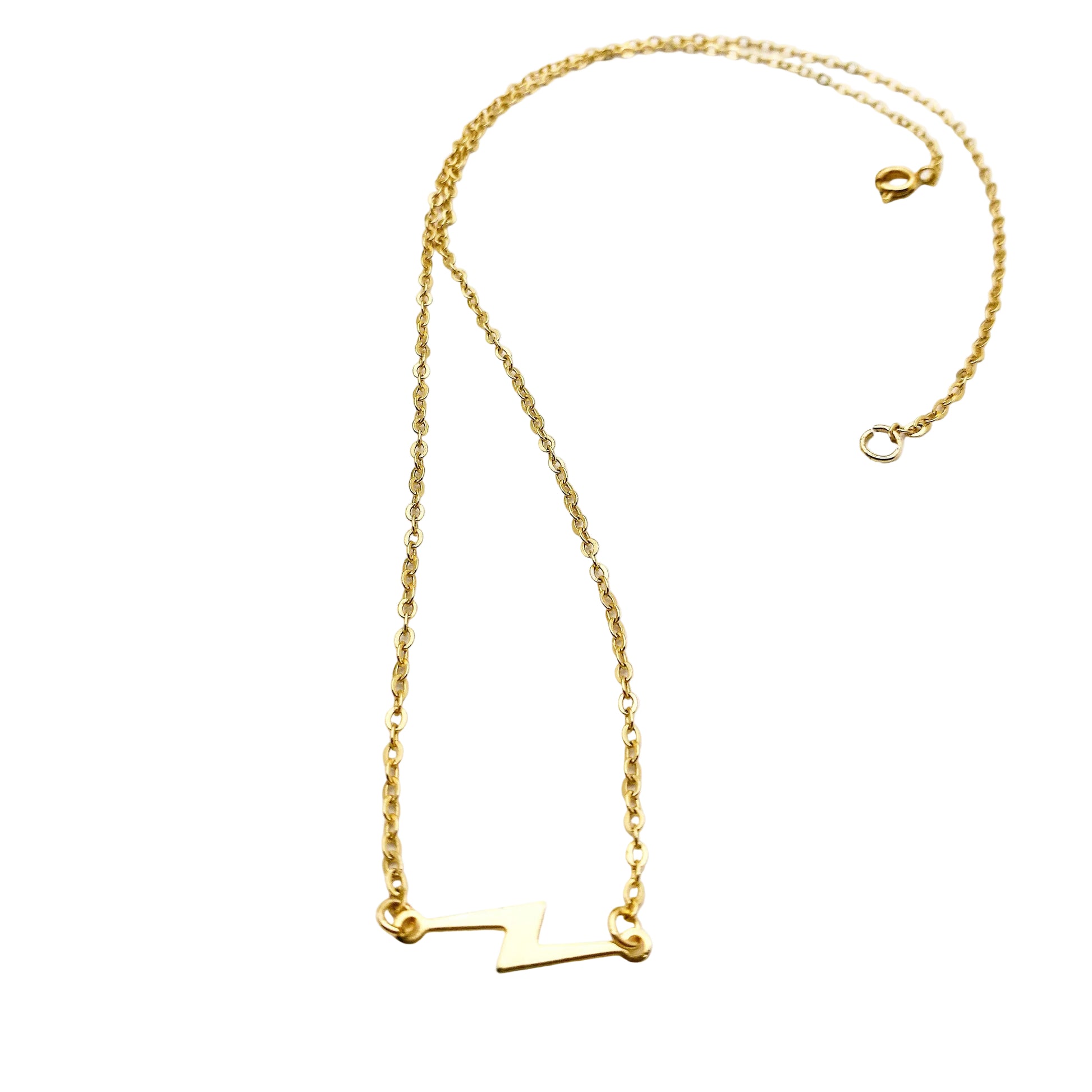 bliksem ketting - gouden ketting met hanger van bliksemschicht - bijzondere, gouden ketting online shoppen - shop ketting van goud bij lux & luz - your jewelry