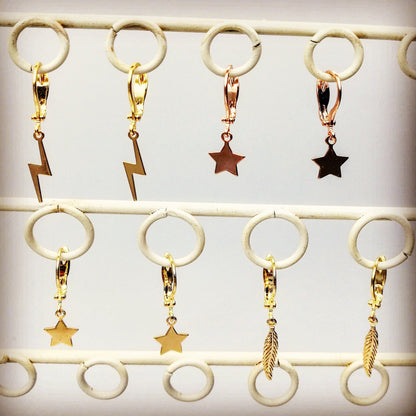 Gouden earstack met ster en bliksem oorbellen 14k gold filled waterproof