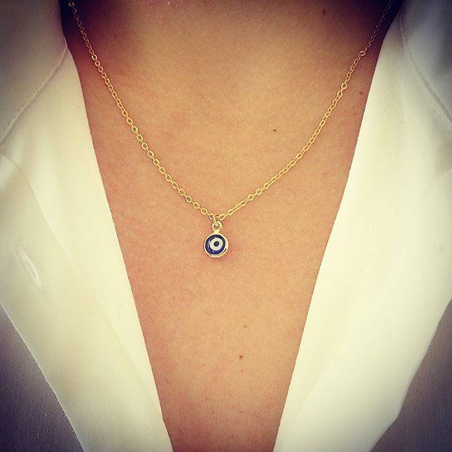 evil eye minimalistische ketting - gold filled unieke sieraden - lux & luz 