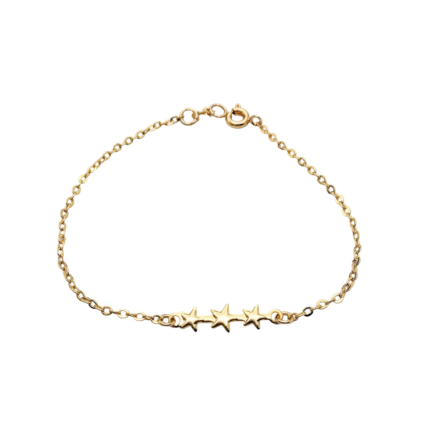 Gouden sterren bar armband 14k gold filled 3 sterren op rij lux & luz