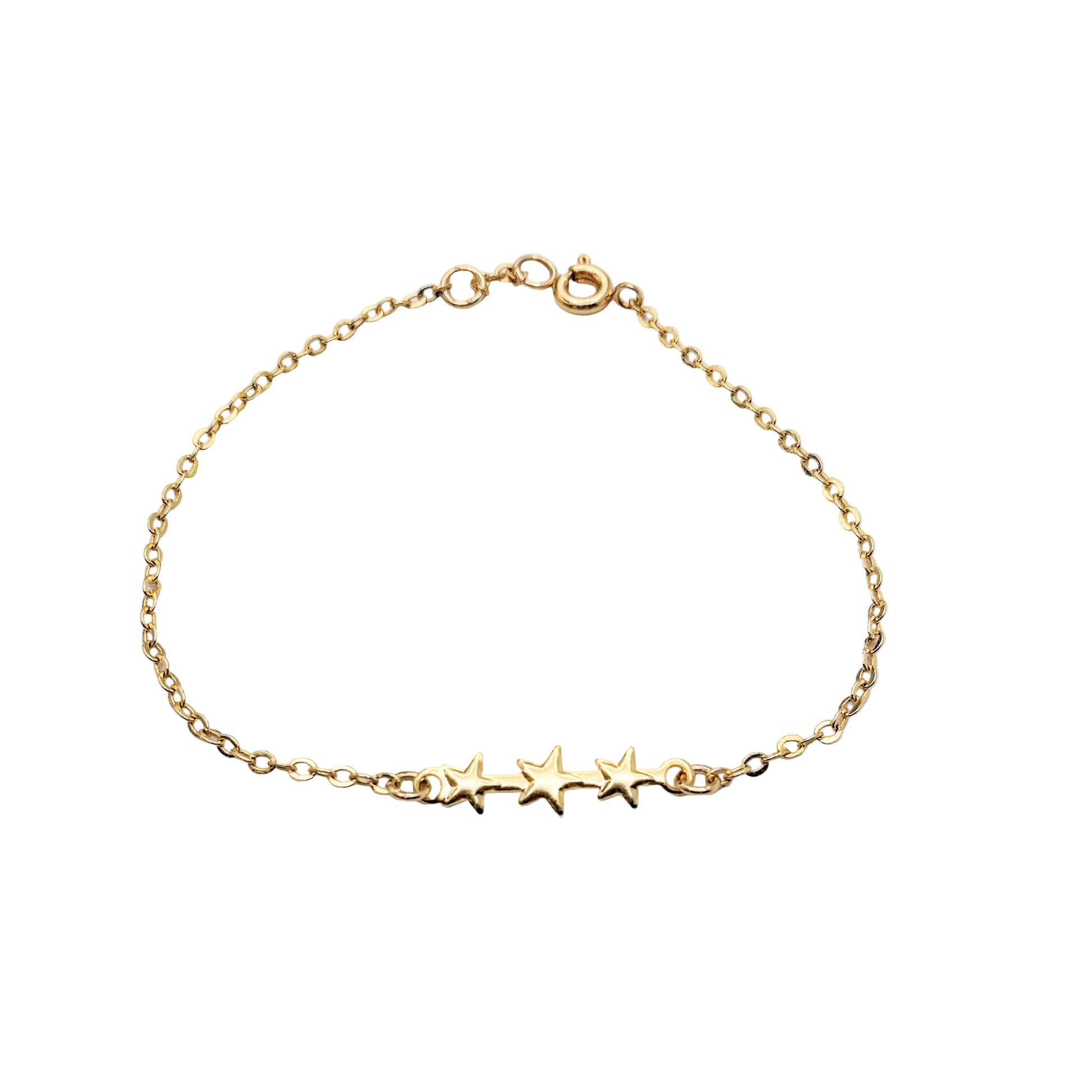 Gouden sterren bar armband 14k gold filled 3 sterren op rij lux & luz