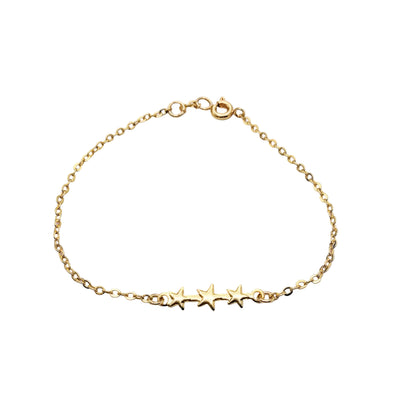 Gouden sterren bar armband 14k gold filled 3 sterren op rij lux & luz