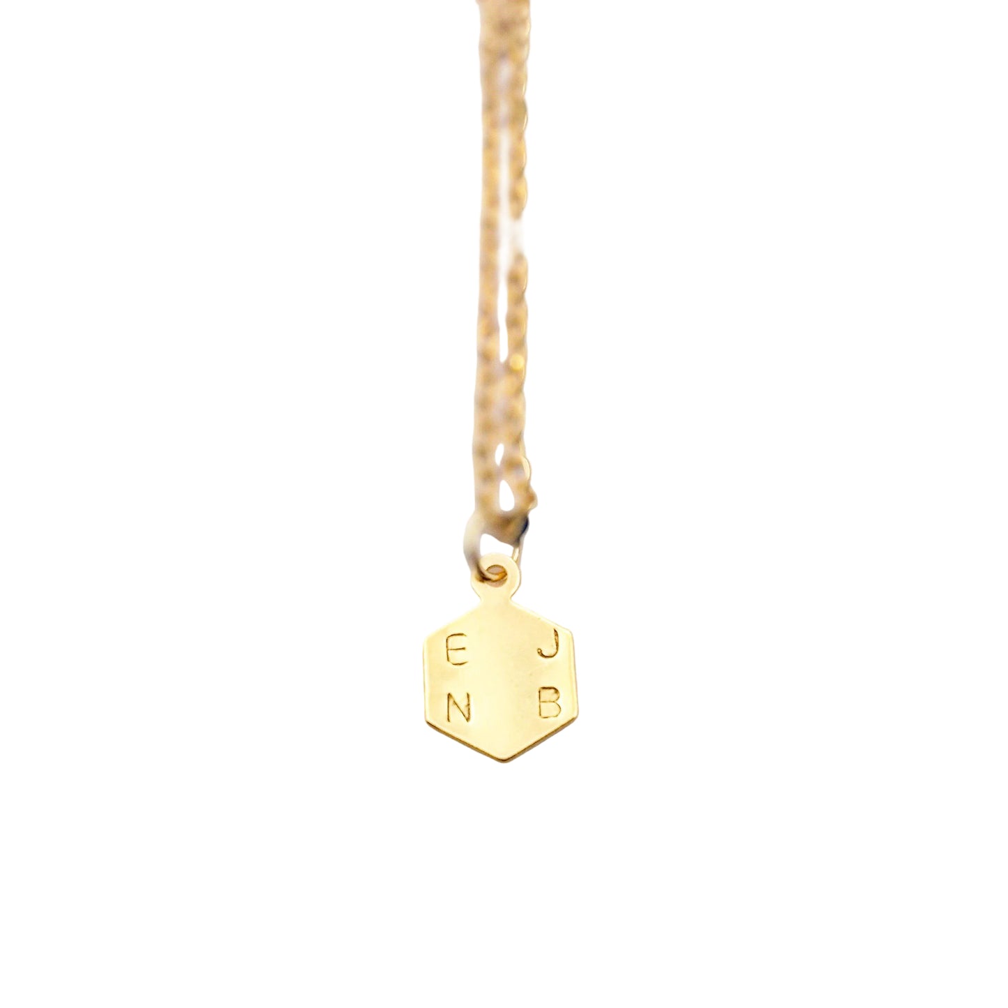 hexagon initialen ketting met 4 letters - unieke gepersonaliseerde ketting - lux & luz