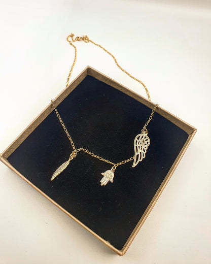 gouden ketting met 3 hangers naar keuze - ontwerp en laat je eigen unieke gouden ketting maken - gepersonaliseerde ketting van lux & luz
