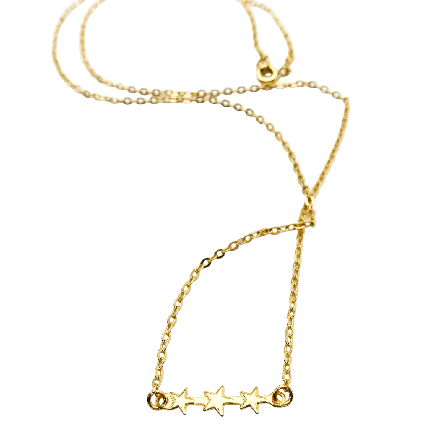 Gouden ster bar ketting 14k gold filled 3 sterren op rij lux & luz
