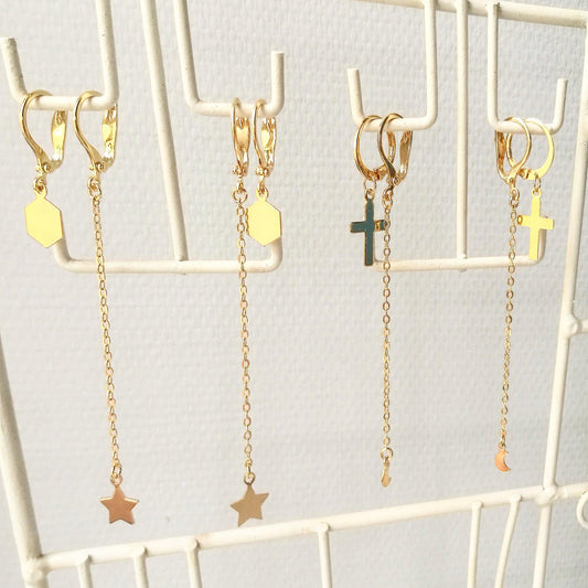 oorbellen met hangende maan - shop bijzondere oorbellen - goud - oorbellen, sieraden en meer shop je online bij lux & luz- your jewelry