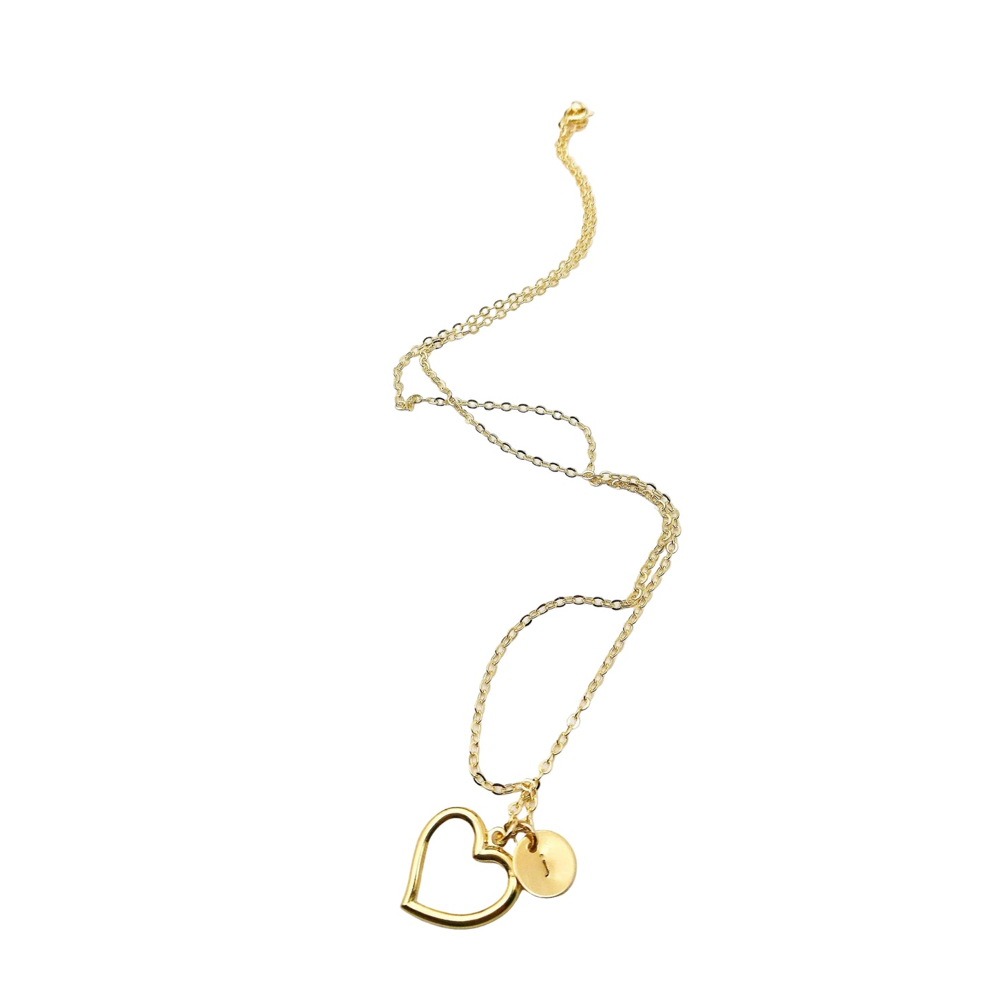 ketting met hart en initiaal - gouden ketting met 2 hangers, 1 initiaal en 1 hartje - gouden gepersonaliseerde ketting - ontdek al onze gepersonaliseerde sieraden - lux & luz - your jewelry