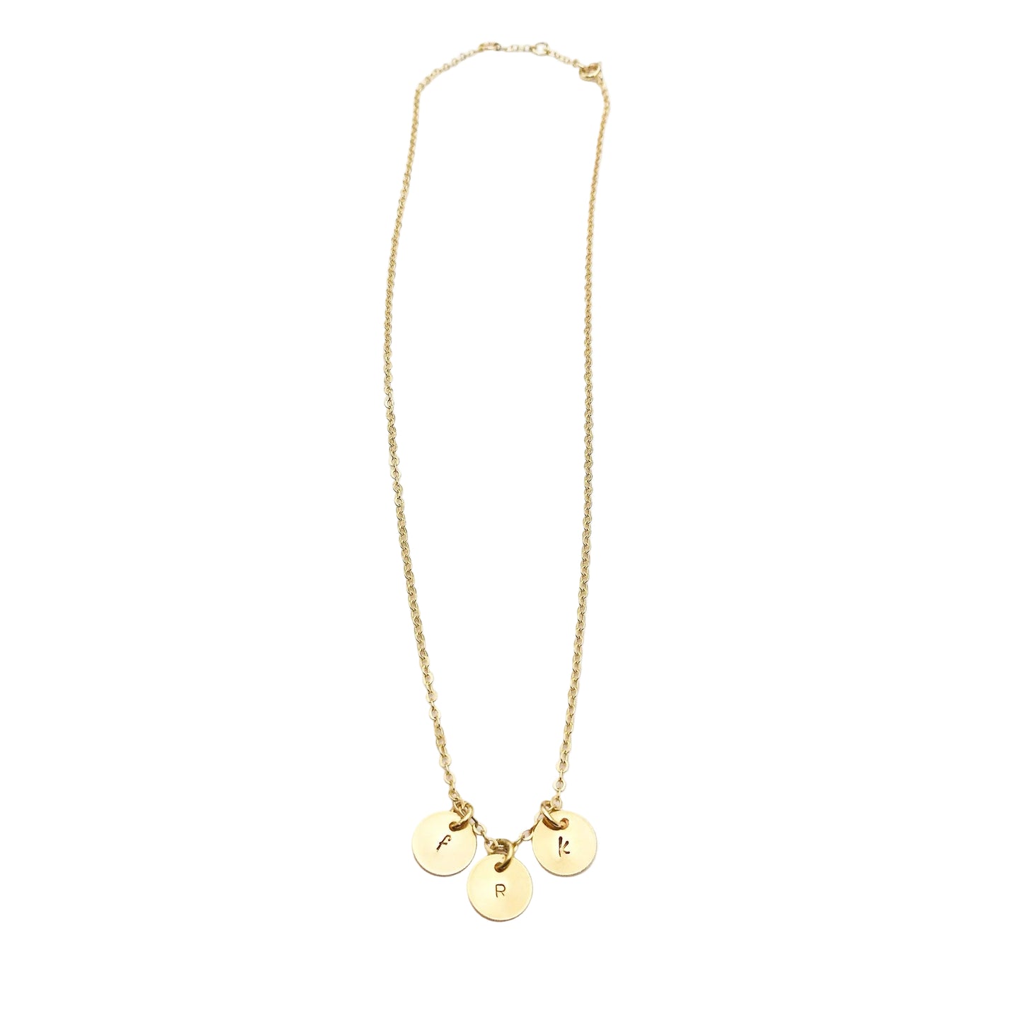 initialen ketting goud - ketting met 3 hangers met initialen - ontwerp je eigen persoonlijke ketting - shop sieraden online bij lux & luz