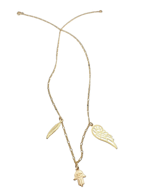 Luxe 14k gold filled ketting met drie gouden symbolen naar keuze lux & luz