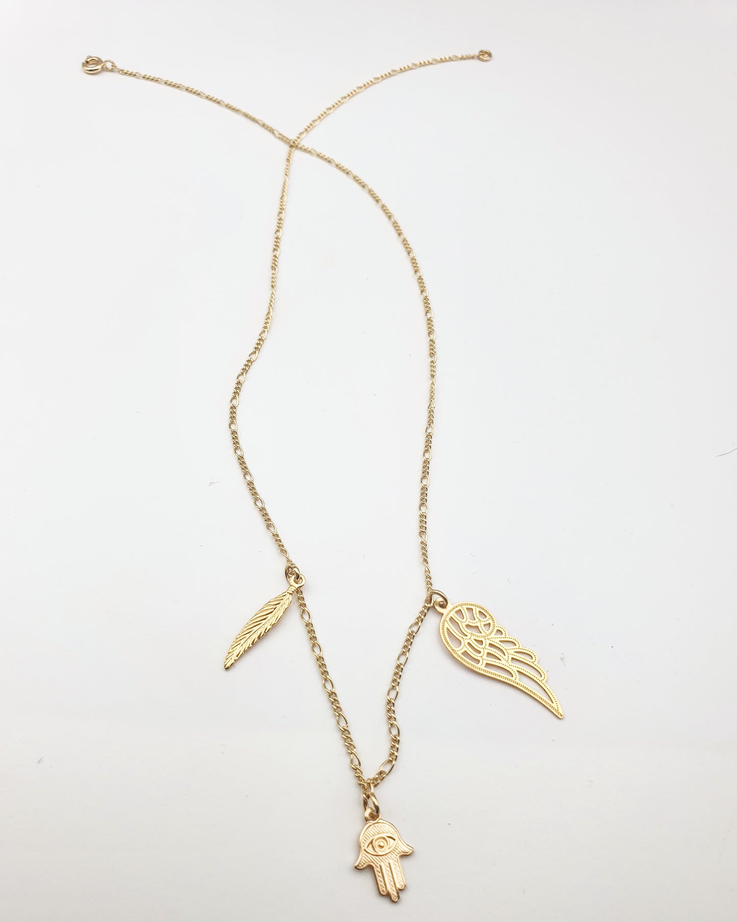 gold filled ketting met 3 hangers - lux & luz