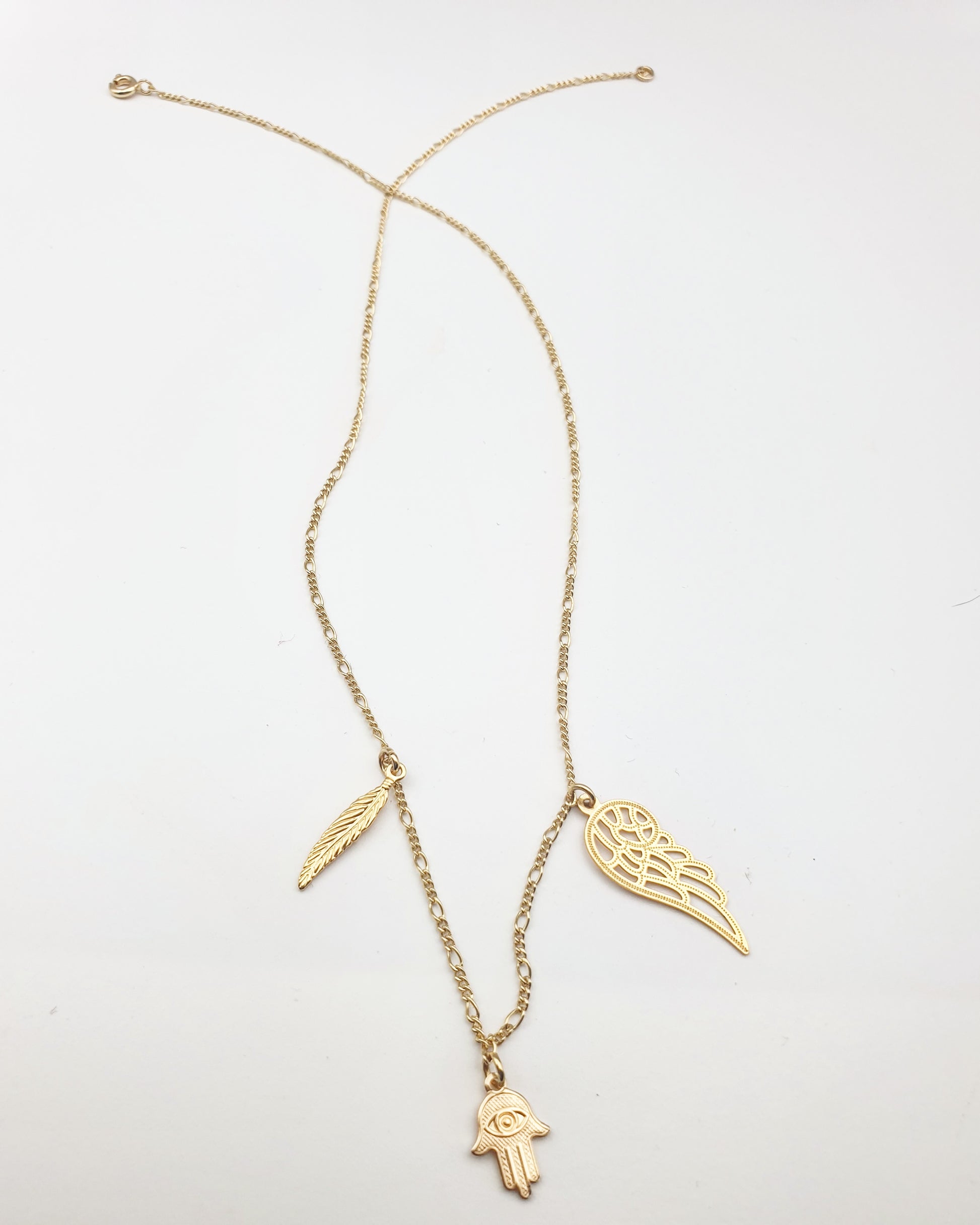 gold filled ketting met 3 hangers - lux & luz